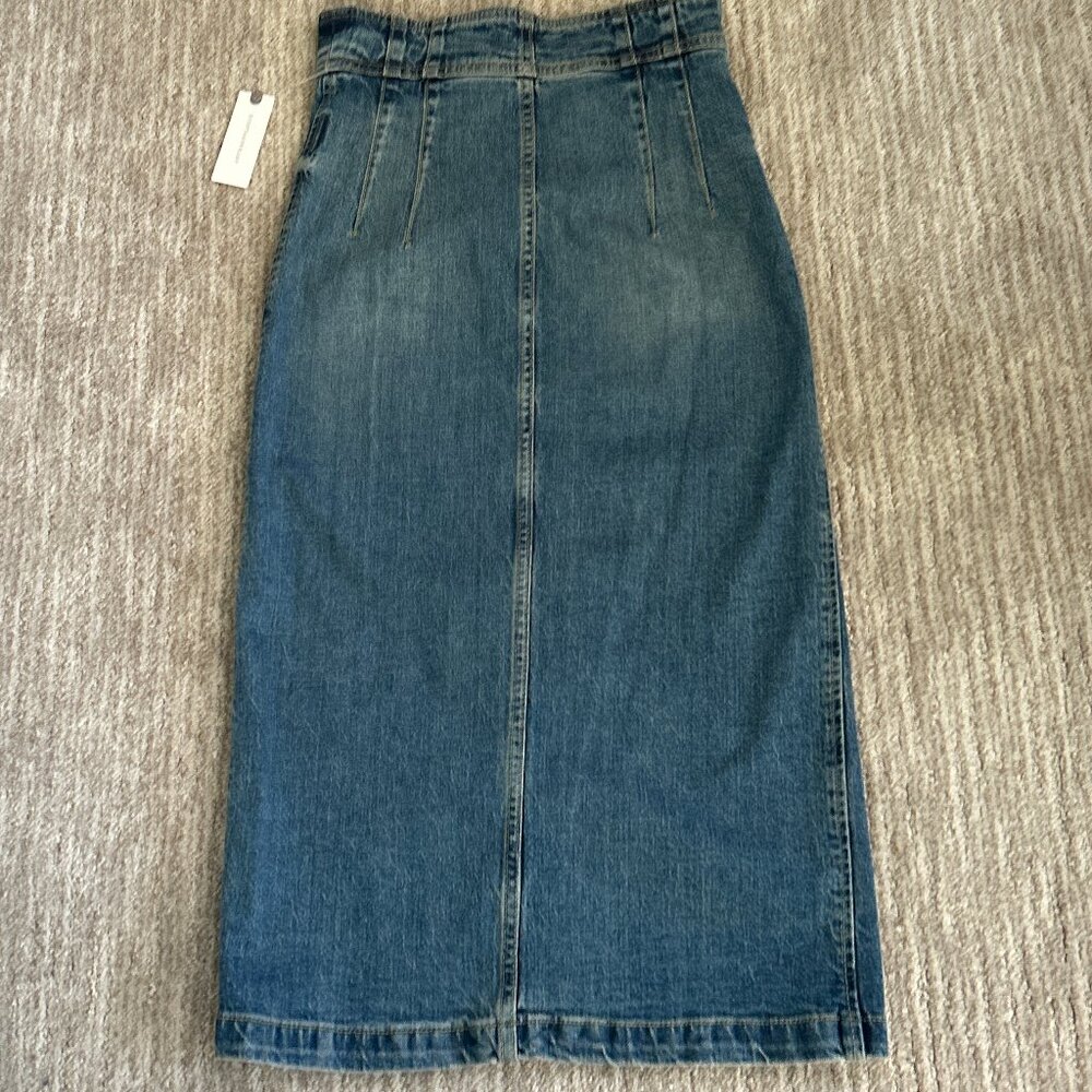 High-Rise Dark Blue Denim Midi Skirt - Unbranded - Picture 6 of 9